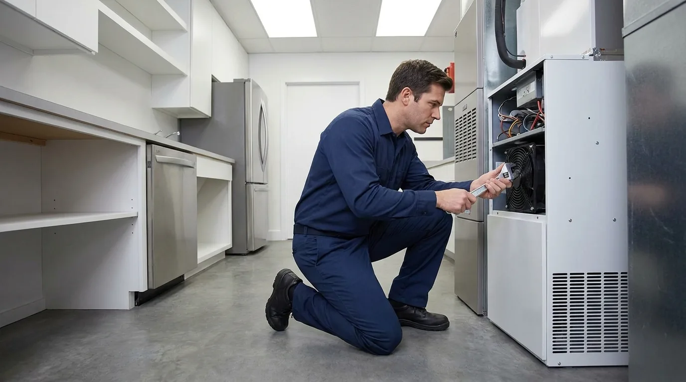 HVAC technician servicing a furnace